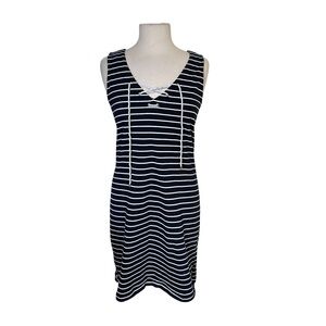 Lauren Ralph Lauren M Dress Navy Stripe Coastal Nautical Preppy Fishermancore